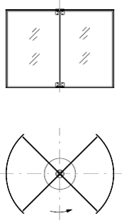 4-створчатая цельностеклянная карусельная дверь (схема)